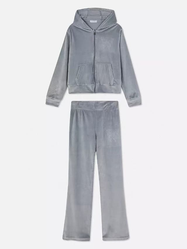 Velvet Butterfly Tracksuit (Grey)