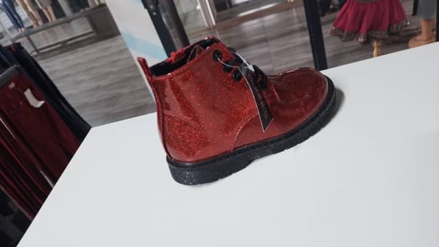 Red Glitter Desert Boots