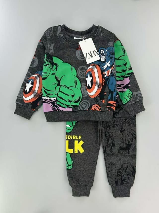 Kids Marvel Avengers Sweatshirt & Jogger Set (Hulk & Captain America)