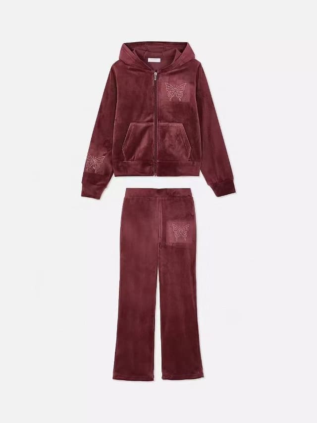 Velvet Butterfly Tracksuit (Burgundy)