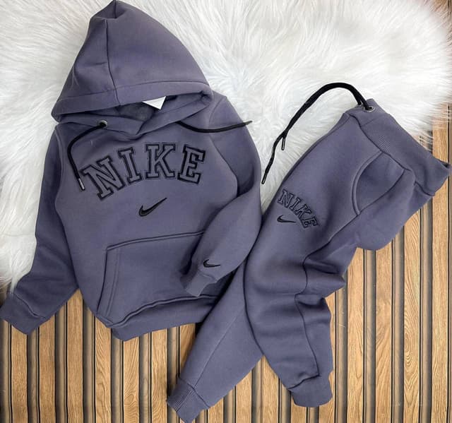 Nike Fleece Pullover Tracksuit (Purple-Grey)